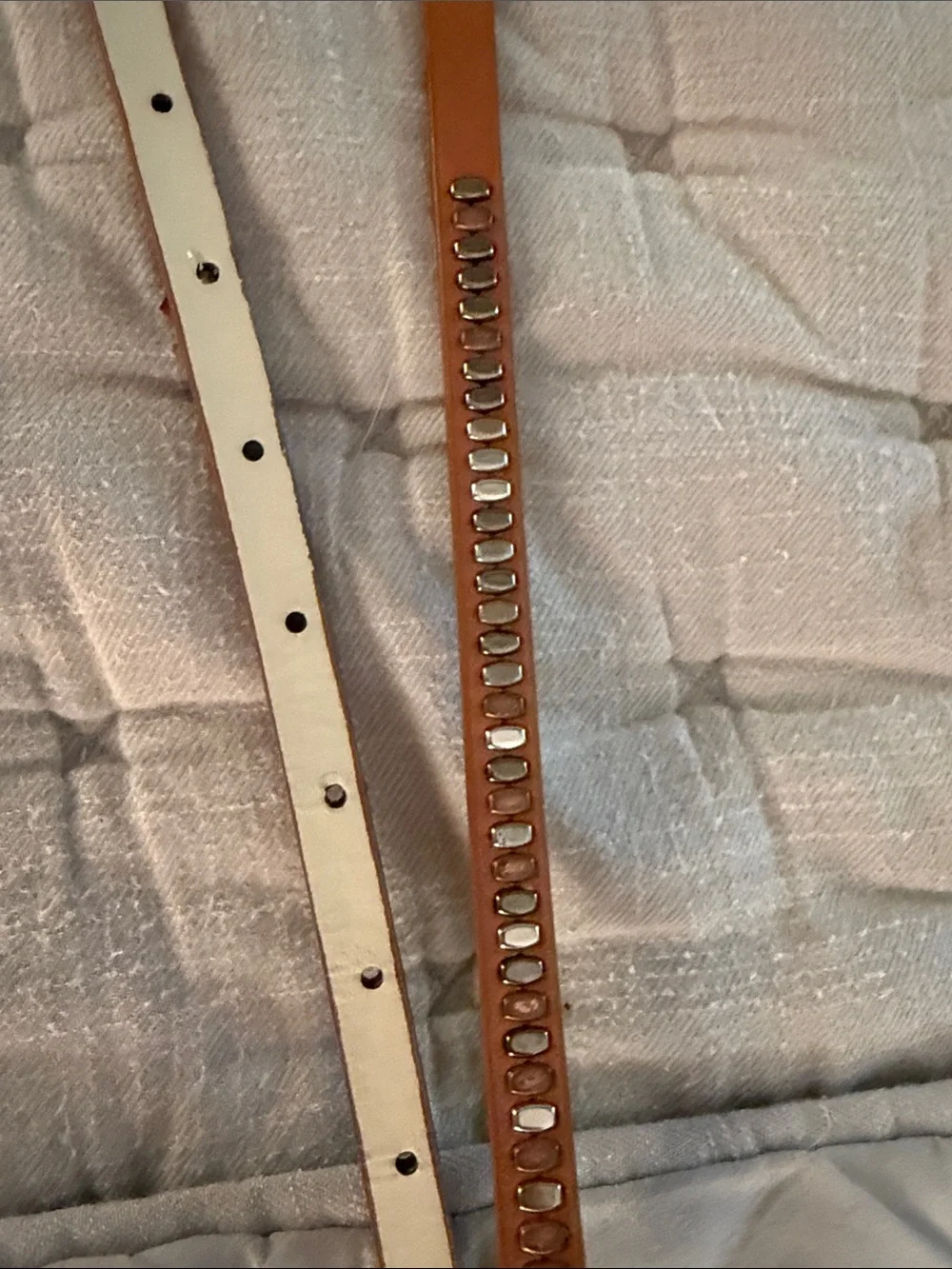Leather Decorative Belt with Studded Trim - Brown